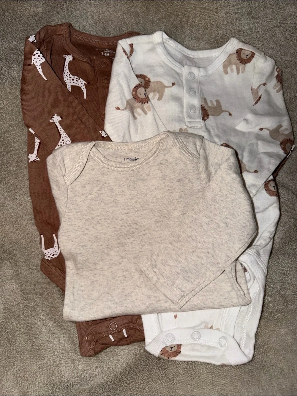 Carter's Neutral Safari Long-Sleeve Bodysuit Set - Cream & Brown
